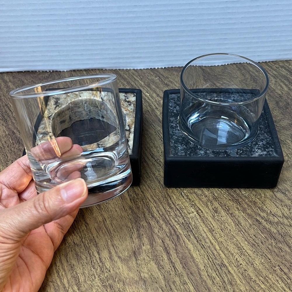 Man Coasters Set of 2 Granite Weighted Whiskey Coasters